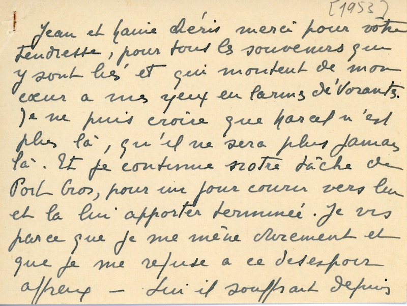 Lettre de Marcel Henry à Jean Paulhan, 1953