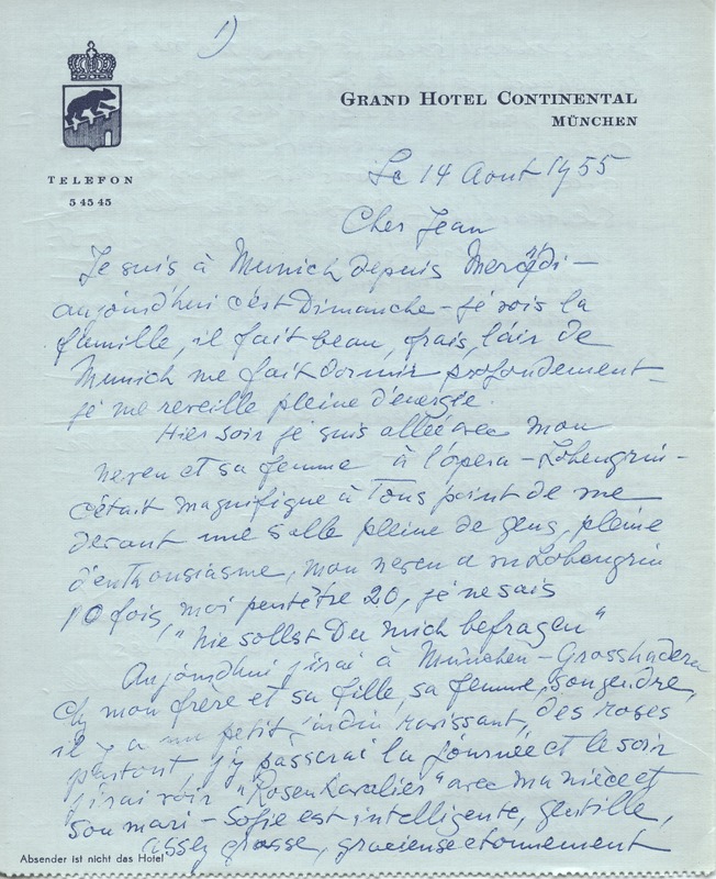 Lettre de Barbara Church à Jean Paulhan (14 août 1955)