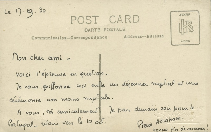 Lettre de Pierre Abraham à Jean Paulhan, 1930-09-17