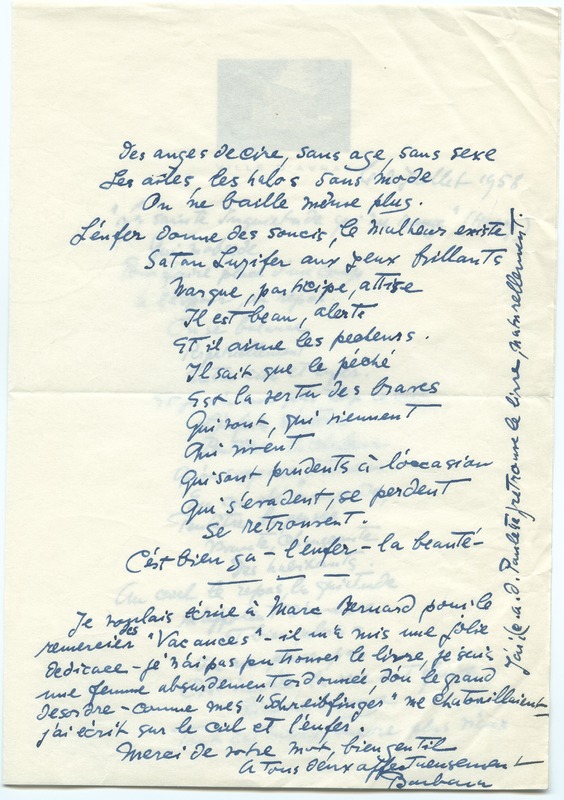 Lettre de Barbara Church à Jean Paulhan (2 juillet 1958)