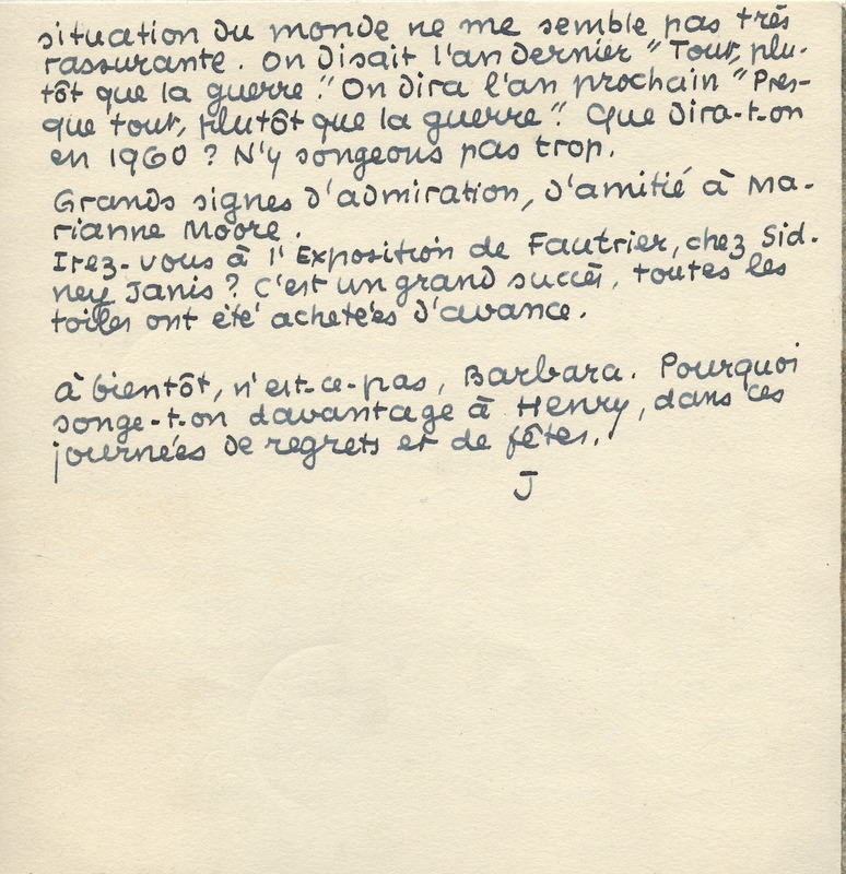 Lettre de Jean Paulhan à Barbara Church (21 décembre 1956)