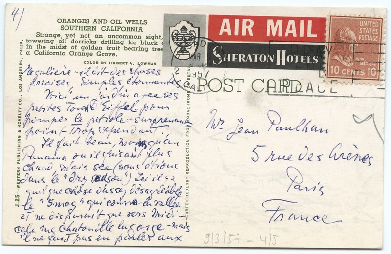 Lettre de Barbara Church à Jean Paulhan (9 mars 1957)