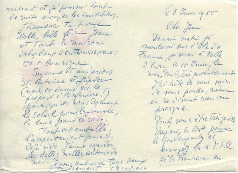Lettre de Barbara Church à Jean Paulhan (3 juin 1955)