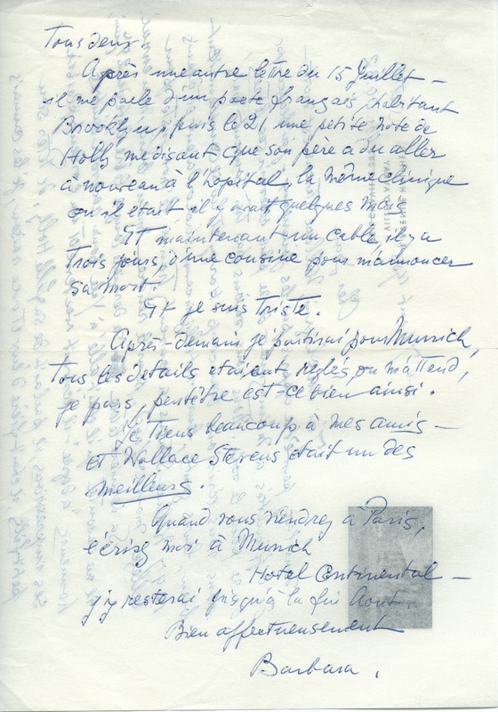 Lettre de Barbara Church à Jean Paulhan (7 août 1955)