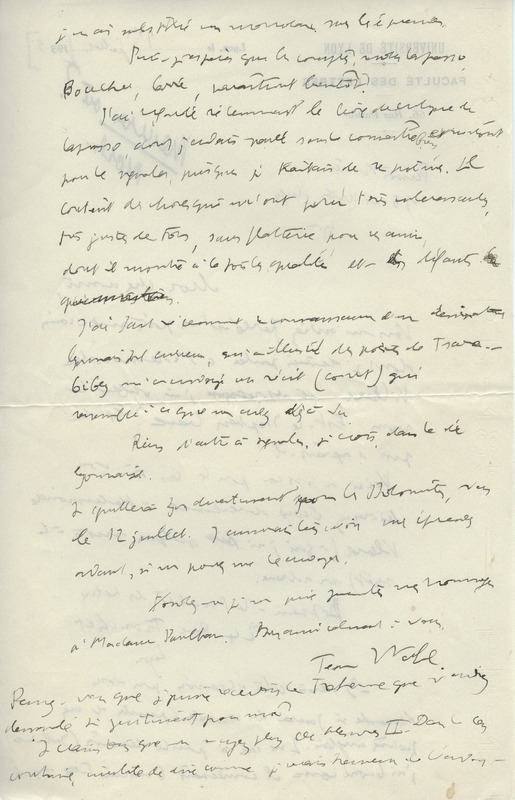 Lettre de Jean Wahl à Jean Paulhan, 1935-07-01