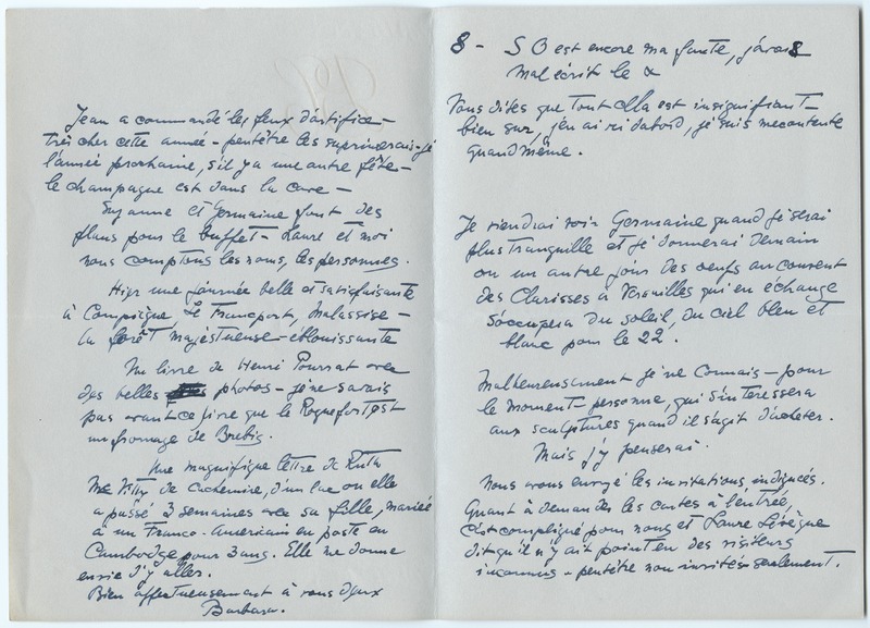 Lettre de Barbara Church à Jean Paulhan (8 juin 1958)