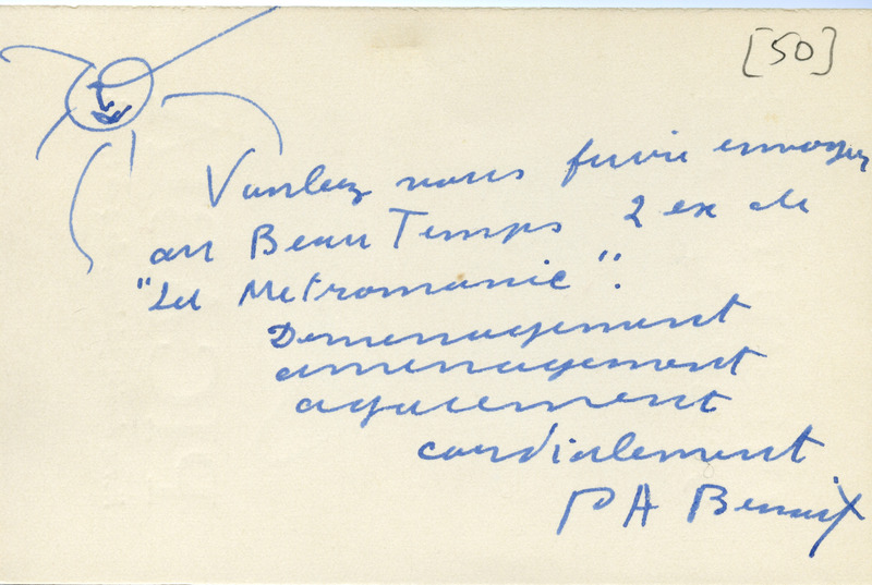 Lettre de Pierre-André Benoit à Jean Paulhan, 1950 Lettre de Pierre-André Benoit à Jean Paulhan, 1950