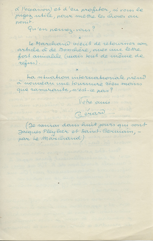 Lettre de Claude Elsen à Jean Paulhan, 1950