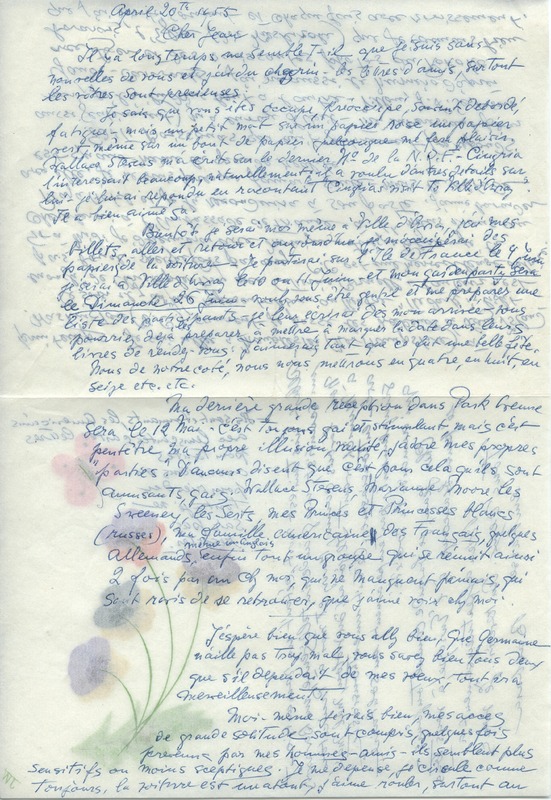 Lettre de Barbara Church à Jean Paulhan (20 avril 1955)
