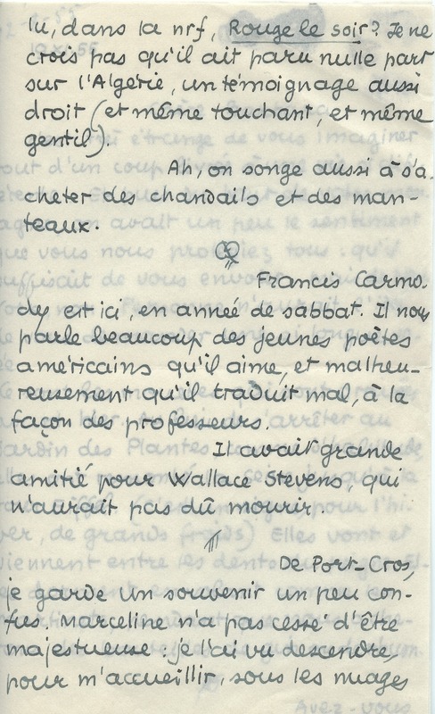 Lettre de Jean Paulhan à Barbara Church (19 novembre 1955)