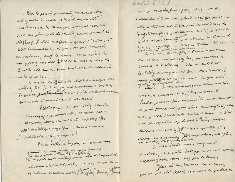 Lettre de Jean Wahl à Jean Paulhan, 1933-08-06