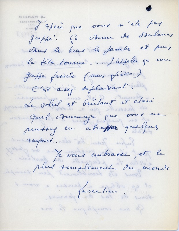 Lettre de Marcel Henry à Jean Paulhan, 1959 Lettre de Marcel Henry à Jean Paulhan, 1959