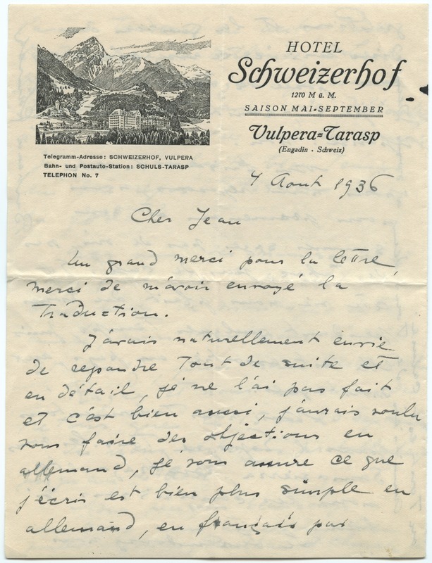 Lettre de Barbara Church à Jean Paulhan (4 août 1936)