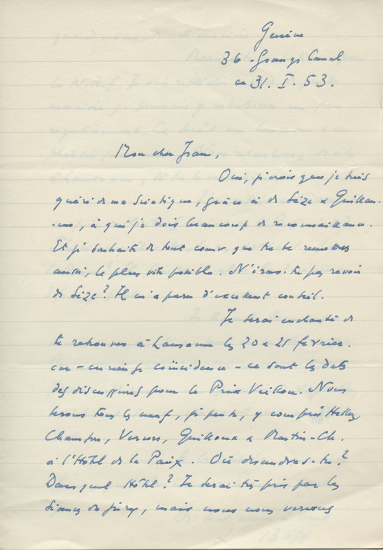 Lettre de Léon Bopp à Jean Paulhan, 1953-01-31