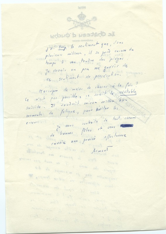 Lettre d'Armand Robin à Jean Paulhan (25 décembre 1955)