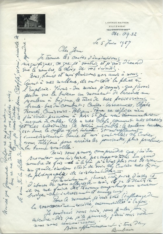 Lettre de Barbara Church à Jean Paulhan (5 juin 1957)