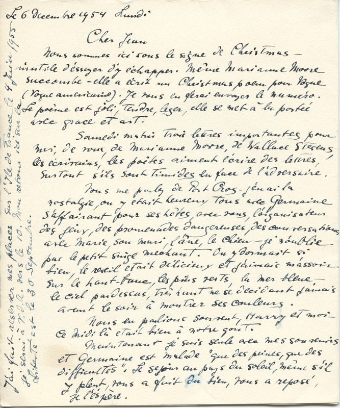 Lettre de Barbara Church à Jean Paulhan (6 décembre 1954) Lettre de Barbara Church à Jean Paulhan (6 décembre 1954)