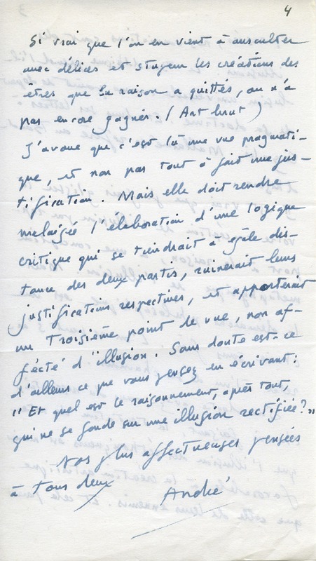 Lettre d'André Rolland de Renéville à Jean Paulhan, 1951-04-10