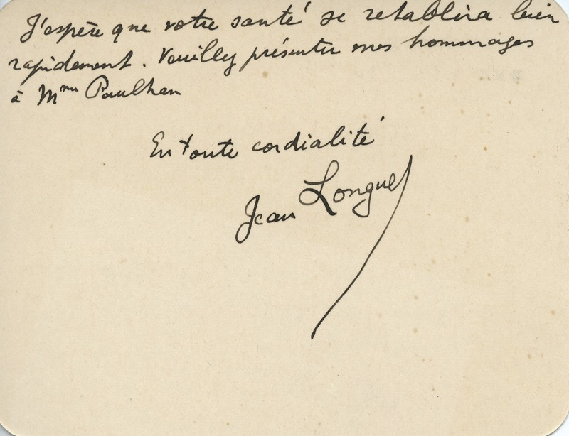 Lettre de Jean Longuet à Jean Paulhan, 1934-12-27 Lettre de Jean Longuet à Jean Paulhan, 1934-12-27