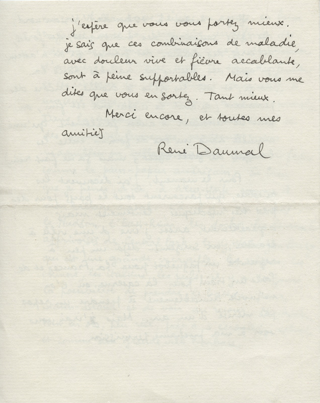 Lettre de René Daumal à Jean Paulhan, 1933-01-28