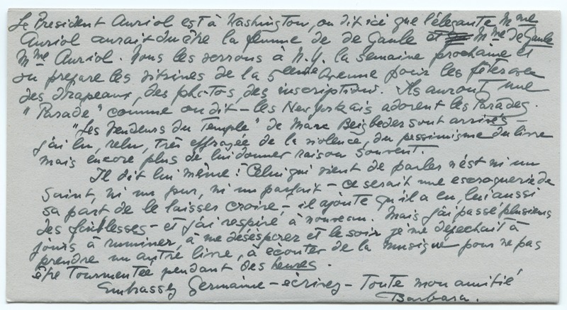 Lettre de Barbara Church à Jean Paulhan (30 mars 1951)
