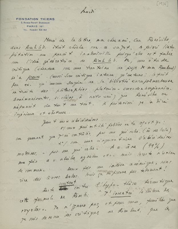 Lettre de René Étiemble à Jean Paulhan, 1934