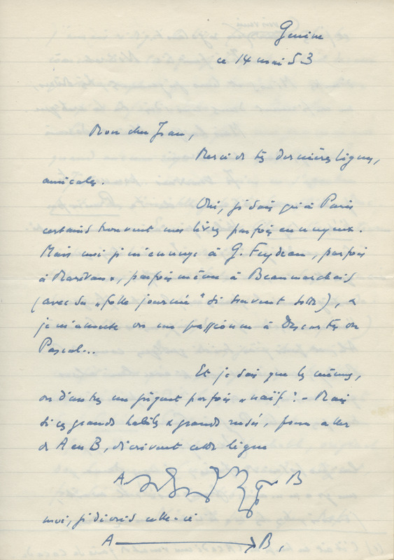 Lettre de Léon Bopp à Jean Paulhan, 1953-05-14