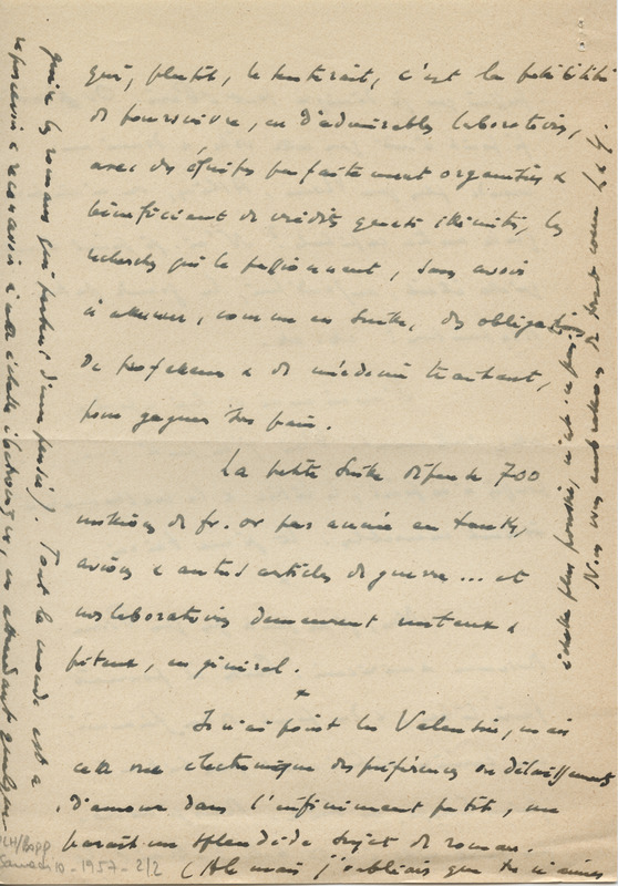 Lettre de Léon Bopp à Jean Paulhan, 1957