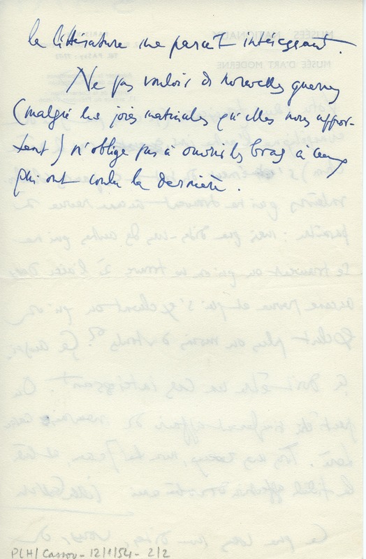 Lettre de Jean Cassou à Jean Paulhan, 1954-01-12