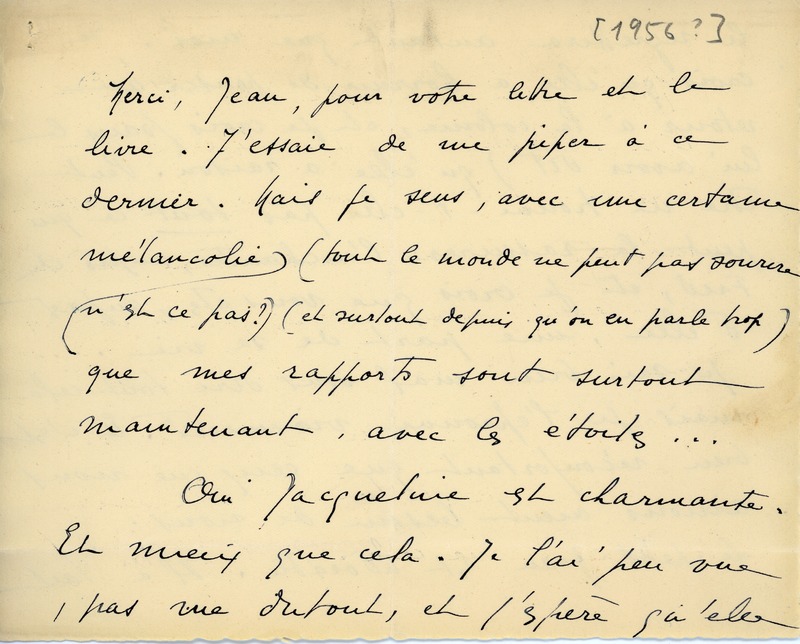 Lettre de Marcel Henry à Jean Paulhan, 1956 Lettre de Marcel Henry à Jean Paulhan, 1956