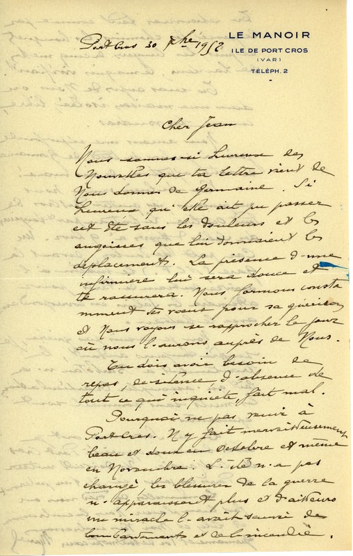 Lettre de Marcel Henry à Jean Paulhan, 1952-09-30 Lettre de Marcel Henry à Jean Paulhan, 1952-09-30