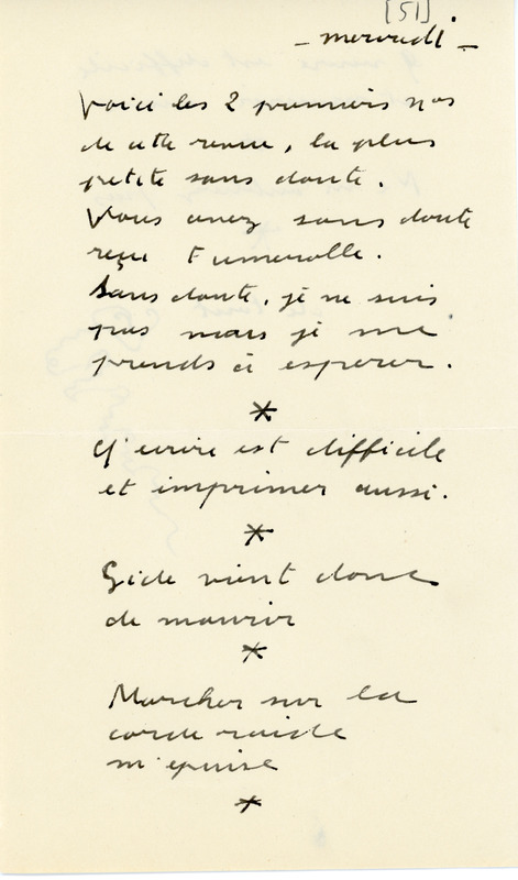 Lettre de Pierre-André Benoit à Jean Paulhan, 1951