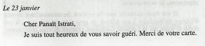 Lettre de Jean Paulhan à Panaït Istrati, 1934-01-23