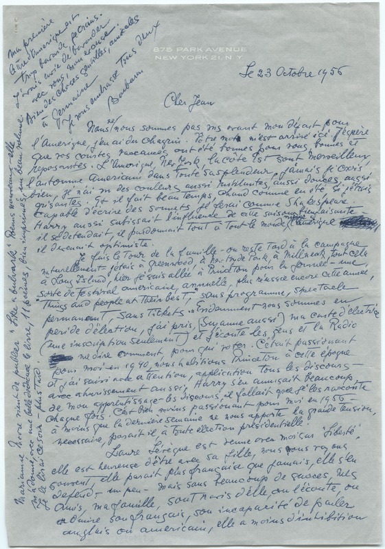 Lettre de Barbara Church à Jean Paulhan (23 octobre 1956)