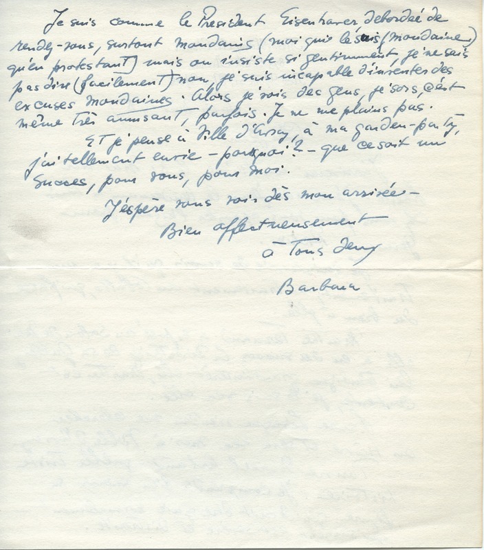 Lettre de Barbara Church à Jean Paulhan (16 mai 1957)