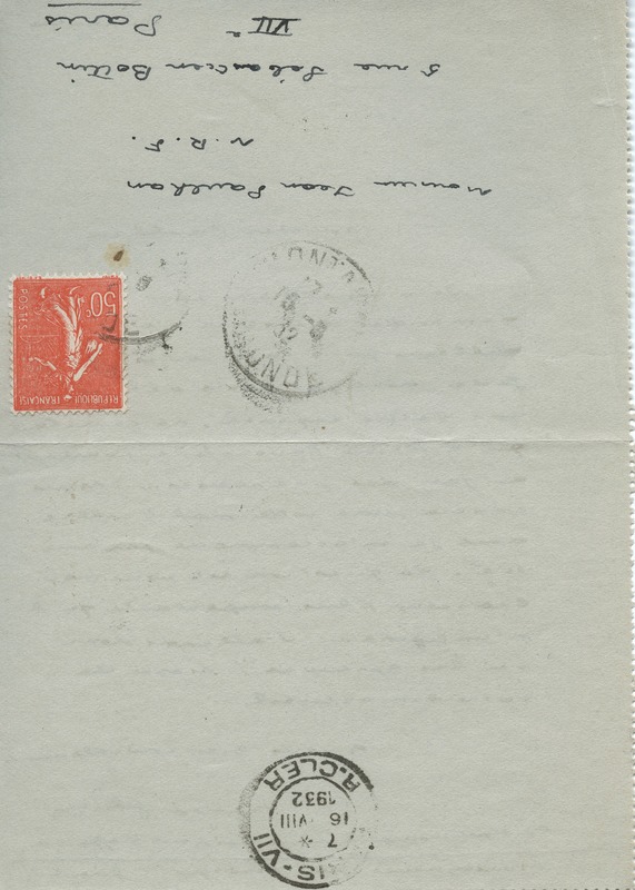 Lettre de Henri Ghéon à Jean Paulhan, 1932-08-16