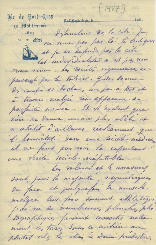 Lettre de Claude Balyne à Jean Paulhan, 1927-11-25 Lettre de Claude Balyne à Jean Paulhan, 1927-11-25