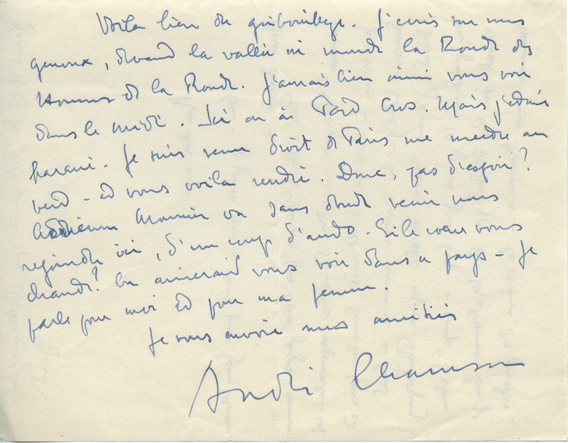 Lettre d'André Chamson à Jean Paulhan, 1928