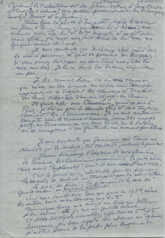 Lettre de Barbara Church à Jean Paulhan (17 octobre 1953)