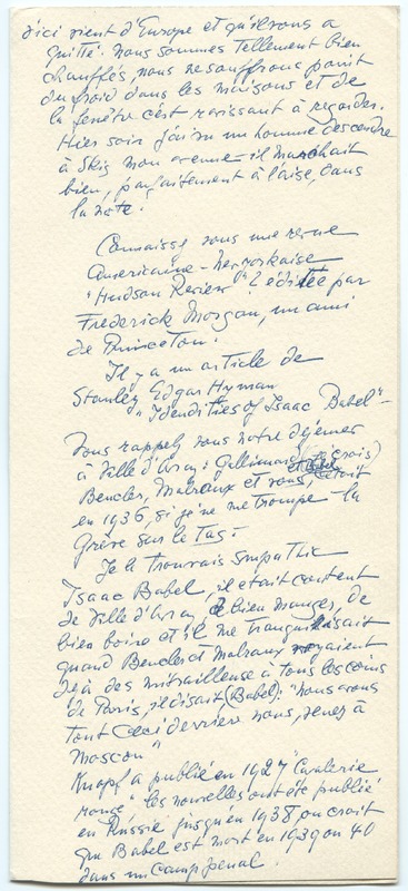 Lettre de Barbara Church à Jean Paulhan (20 mars 1956)