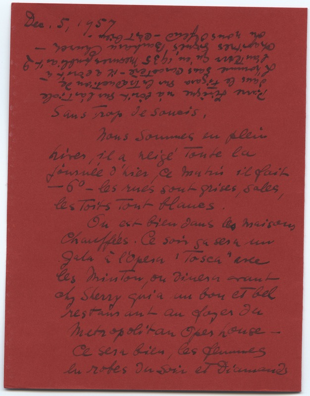 Lettre de Barbara Church à Jean Paulhan (5 décembre 1957)
