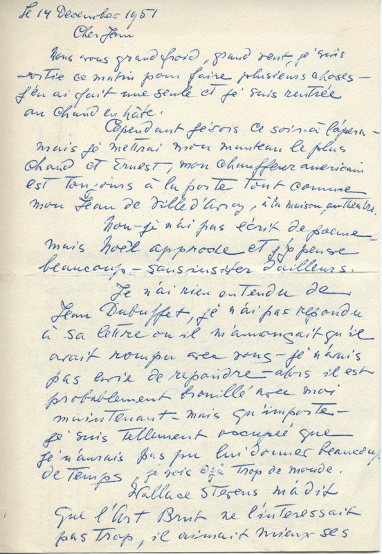 Lettre de Barbara Church à Jean Paulhan (24 décembre 1951)