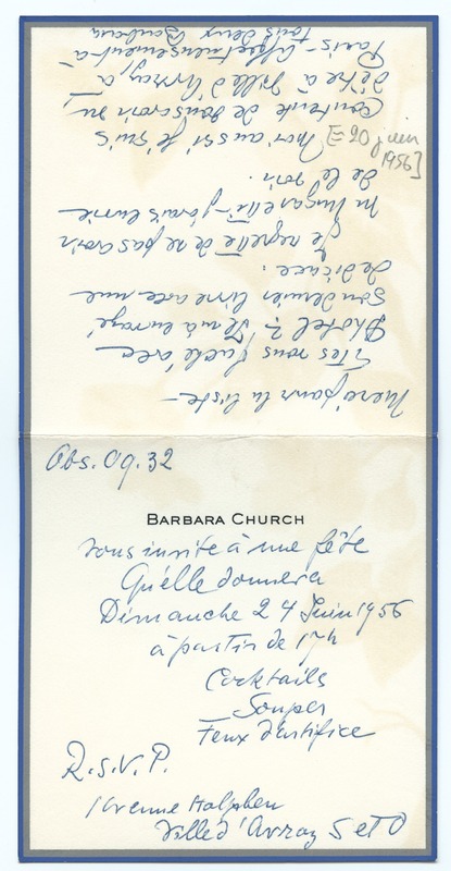 Lettre de Barbara Church à Jean Paulhan (20 juin 1956)