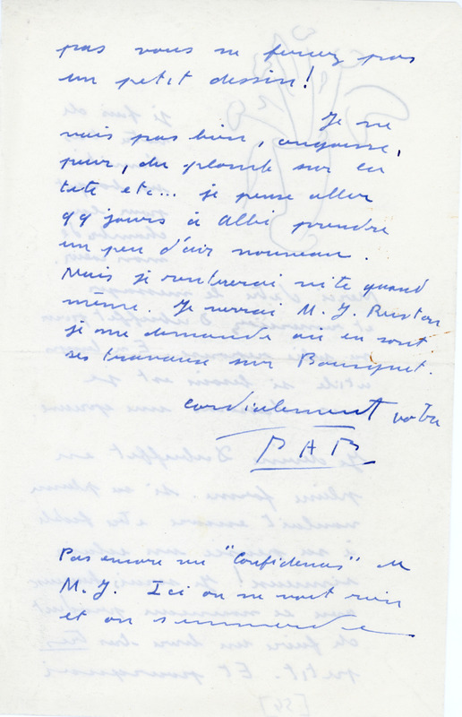 Lettre de Pierre-André Benoit à Jean Paulhan, 1954