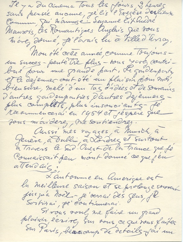 Lettre de Barbara Church à Jean Paulhan (15 septembre 1953)