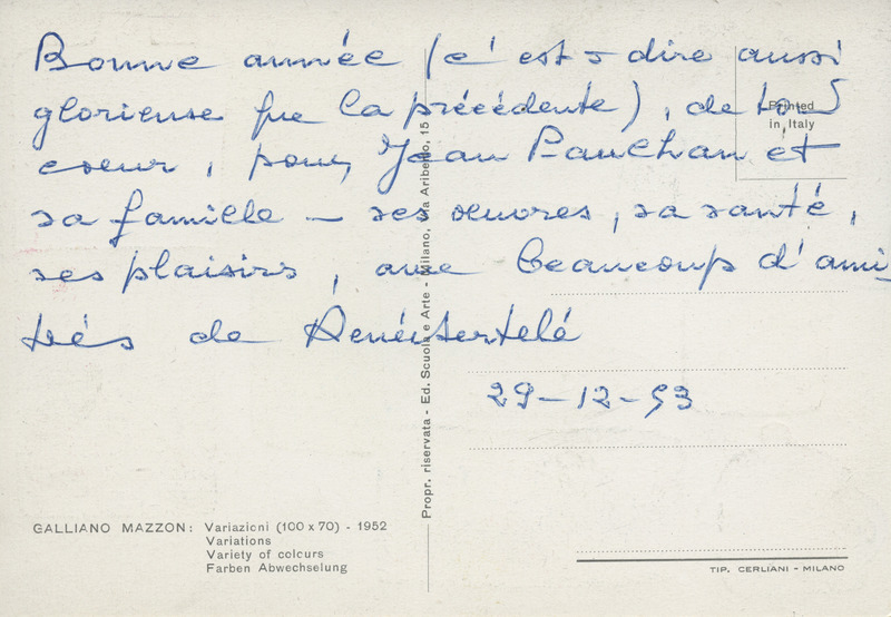 Lettre de René Bertelé à Jean Paulhan, 1953-12-29