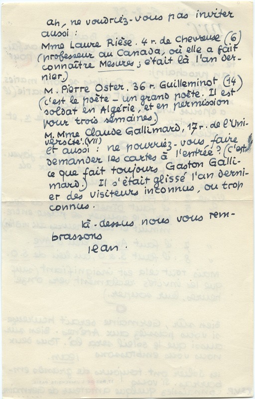 Lettre de Jean Paulhan à Barbara Church (8 juin 1958)