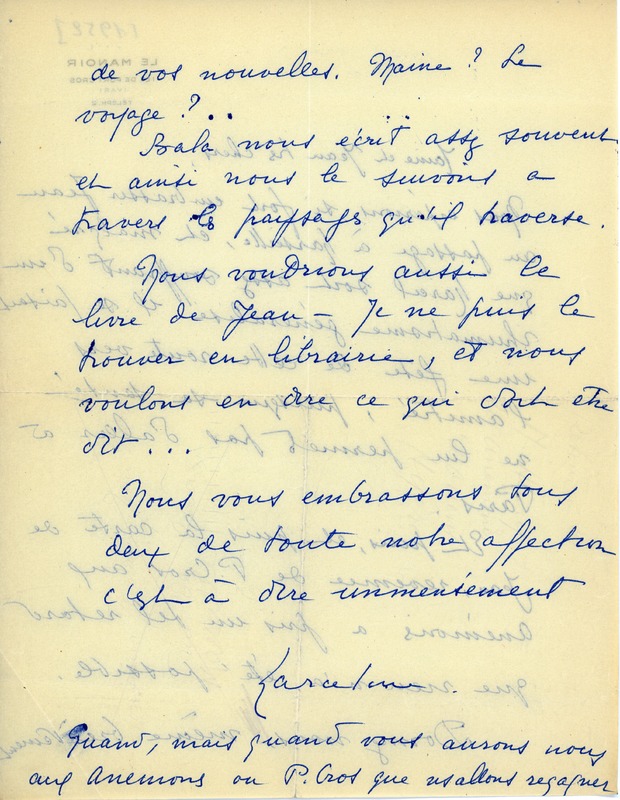 Lettre de Marcel Henry à Jean Paulhan, 1952 Lettre de Marcel Henry à Jean Paulhan, 1952