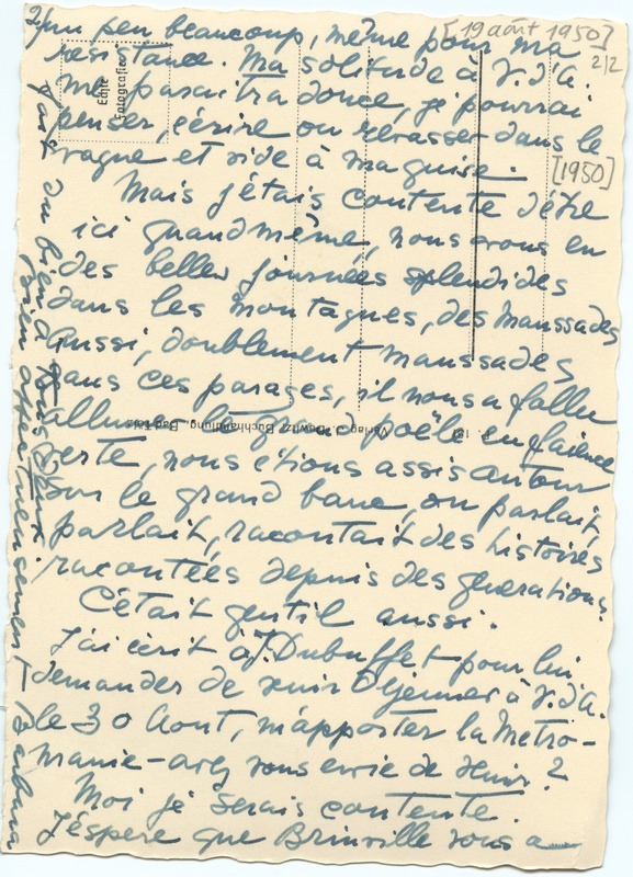 Lettre de Barbara Church à Jean Paulhan (19 août 1950)
