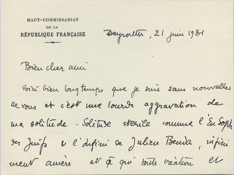 Lettre de Gabriel Bounoure à Jean Paulhan, 1931-06-21